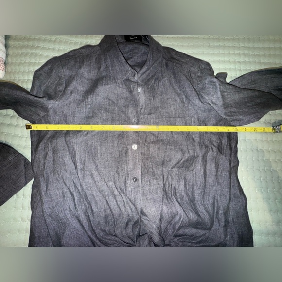 Theory Hekanina Tie Front Drape Hemp Shirt-Pewter Sz S NWT & extra buttons - Picture 9 of 15